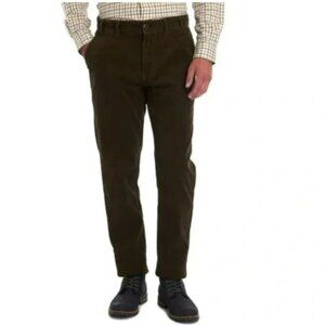 Barbour Regular Fit Black Corduroy Cotton Blend Pants Mens 34x32